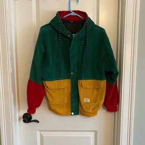 Zaful Retro Colorblock Vibrant Corduroy Hooded Jacket